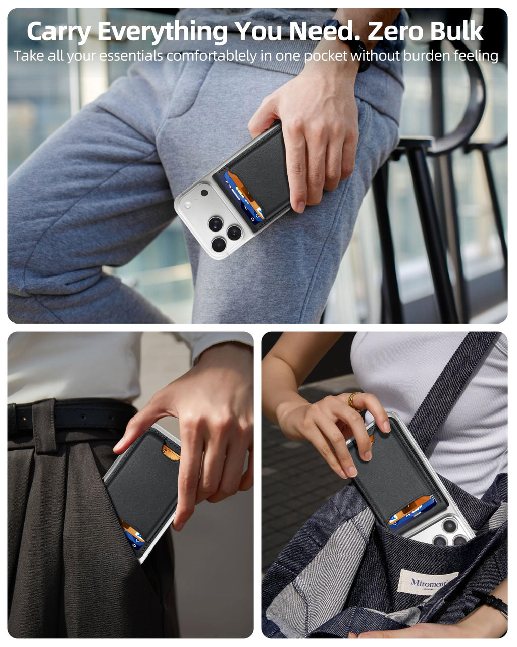 ExtreLife For Magsafe Wallet with Money Clip, Strongest Magnetic Wallet for iPhone 17/16/15/14/13/12 Series, Adjustable Stand, ID Window, 5 Card Holder, RFID Blocking, Not for 13/12 Mini, Black